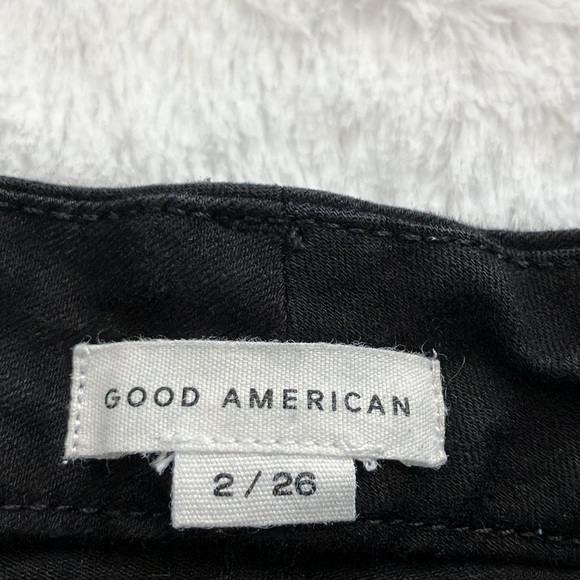 Good American Black GLCO001ST Good Legs Straight Coated Jeans, Size 26 - Picture 7 of 8